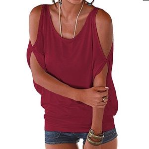 Cold Shoulder O-Neck Short Sleeve Loose Fit Summer